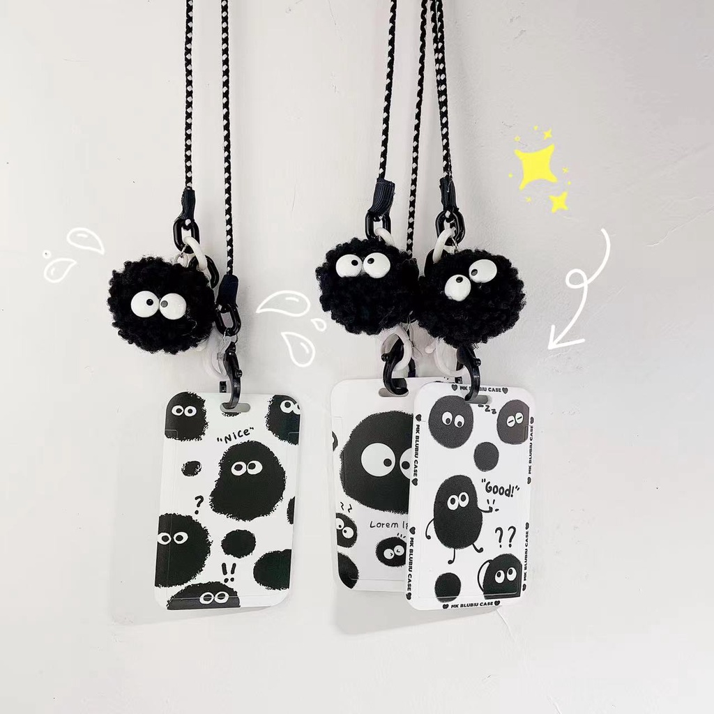 Dây Đeo Mắt Kính / Thẻ Xe Buýt Bằng Nilon Màu Đen Họa Tiết Hoạt Hình Đơn Giản Phong Cách Hàn Quốc