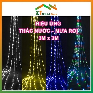 Đèn Led Rèm Thác Nước Chống Nước,Nháy Thả Mành Mưa Rơi Trang Trí Cây, Ban Công 10 Sợi dài 3mx3m, 3mx2m