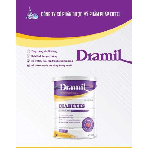 Sữa Dramil Diabetes thích hợp cho người tiểu đường lon 900gr