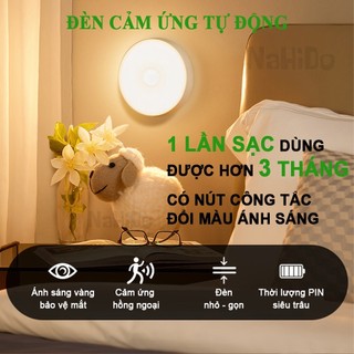Đèn Cảm Biến Chuyển Động, Đèn Led Cảm Ứng Dán Tường, Đèn Ngủ Cảm Biến Tự Động Sáng Khi Có Người Sạc USB Tích Điện NaHiDo