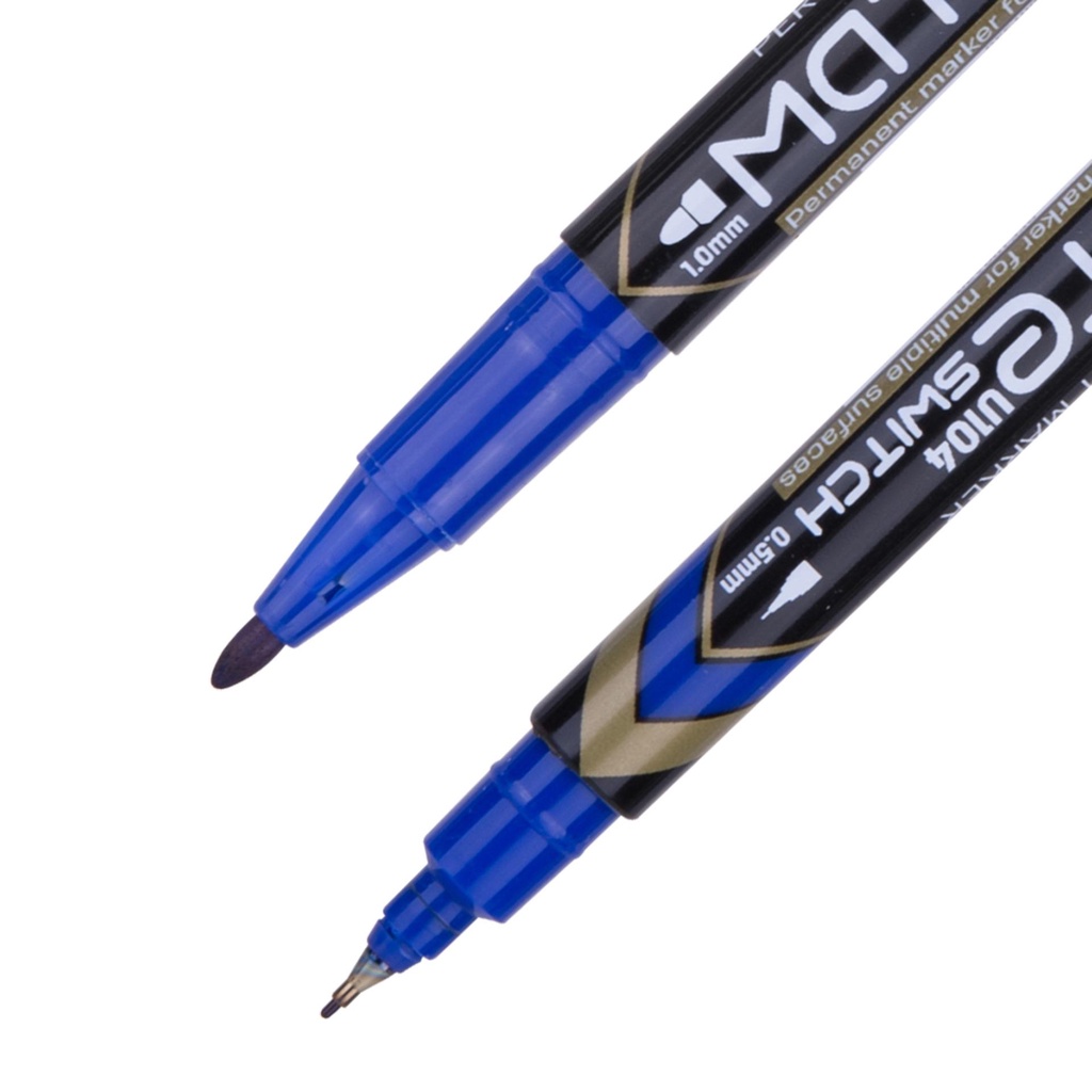 Bút Lông Dầu Deli Không Xóa Được 2 Đầu 2 Kích Thước S555/ U10430 Màu Xanh/Đen/Đỏ