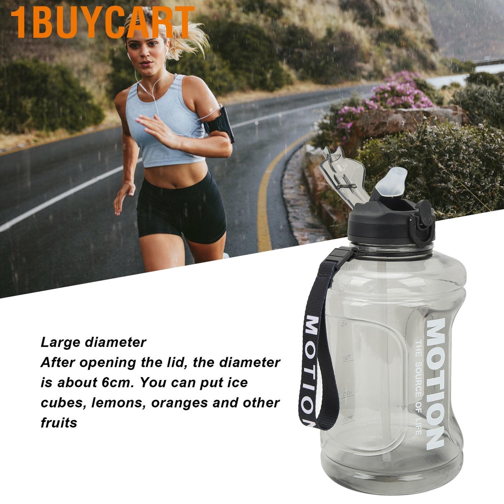 1buycart 1500ml Large Capacity Sports Water Bottle Portable Scale Marking Poping Cover Straw Cup Outdoor Fitness Storage