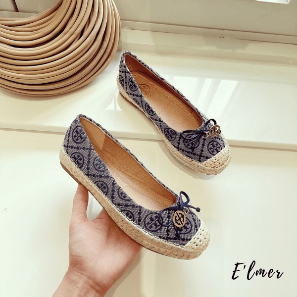 Giày Bệt Nữ Cói Tory Nơ Khóa Charm Elmer