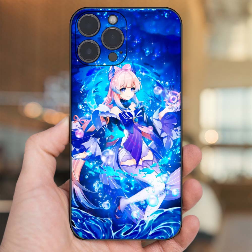 Ốp lưng iPhone 14 Pro Max dẻo đen cạnh vuông in hình Sangonomiya Kokomi Genshin Impact