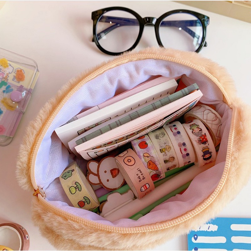 Túi Đựng Bút Bằng Lông Nhung Sức Chứa Lớn Họa Tiết Hoạt Hình Sáng Tạo Cho Học Sinh