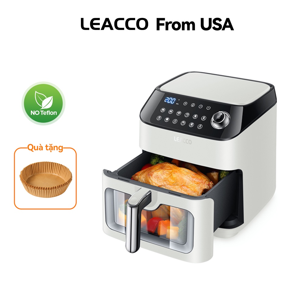 Nồi chiên không dầu LEACCO AF020/AF020W tráng gốm chiên nhanh 12 chế độ 4.5l