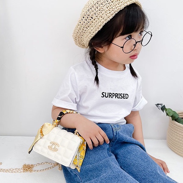 Túi xách cho bé gái,túi đeo cho bé kèm khăn chanl đáng yêu có dây đeo siêu đẹp