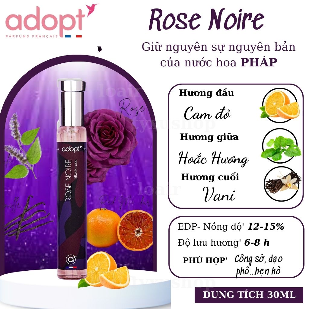 Nước Hoa Nữ 30ml ADOPT' ROSE NOIRE Độc Đáo, Bí Ẩn, Lôi Cuốn Hoa Hồng