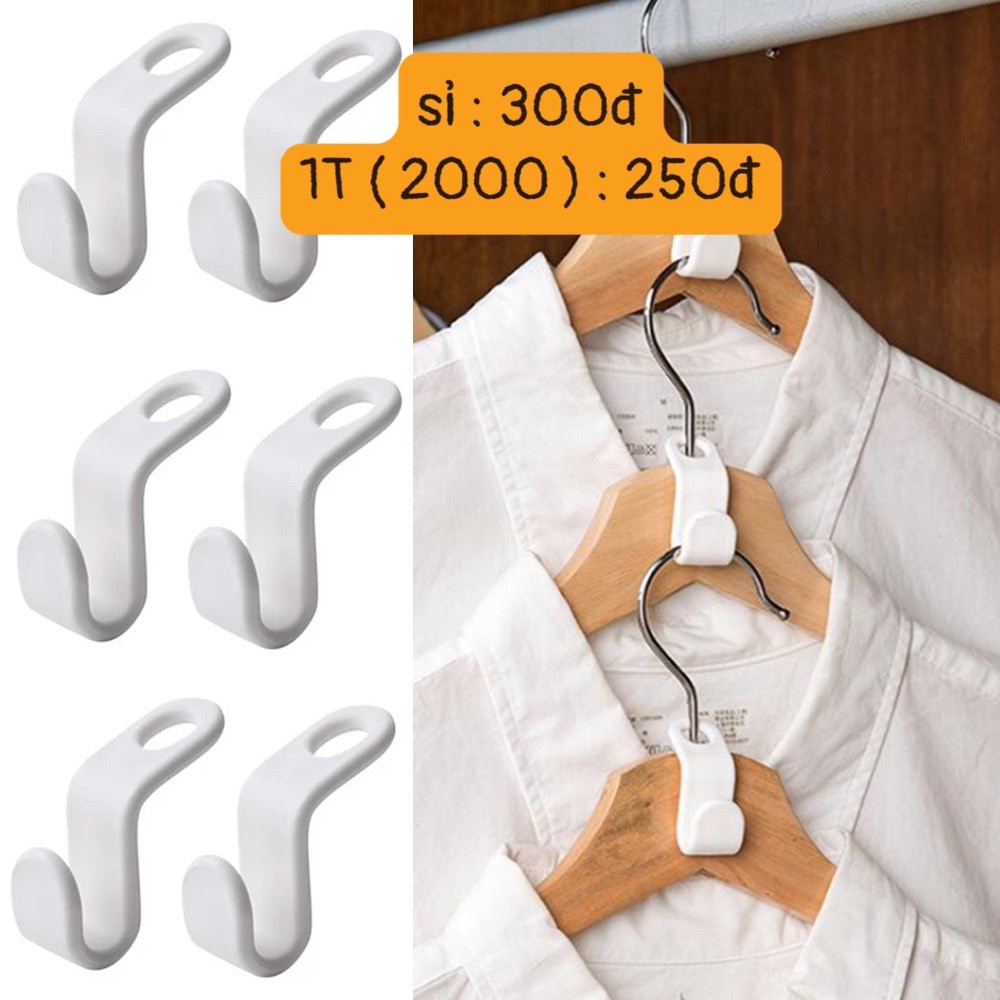 Set 10 đầu nối móc treo quần áo xếp tầng bằng nhựa cứng giúp tiết kiệm không gian tủ, phòng, quần áo luôn gọn gàng
