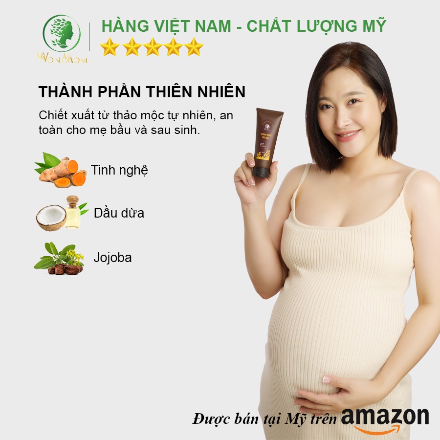 [ Giảm 35K - Đơn 339K ] Scrub Nghệ Tẩy Tế Bào Chết Da Mặt, Giúp Sạch Da và Trắng Da Sâu Từ Bên Trong Wonmom 70g