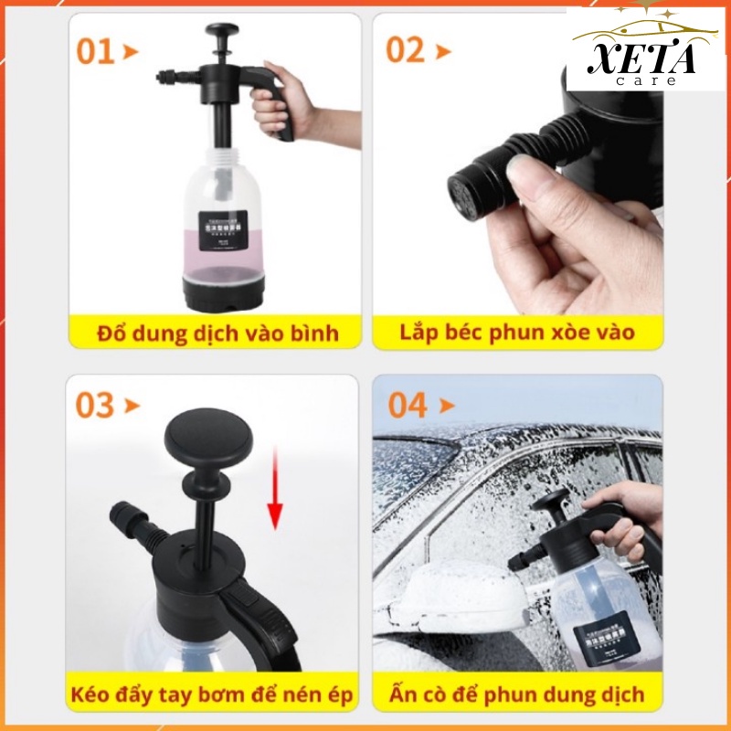 Dung dịch rửa xe không chạm Xeta có bình phun tuyết cầm tay làm sạch nhanh, bay sạch bụi bẩn