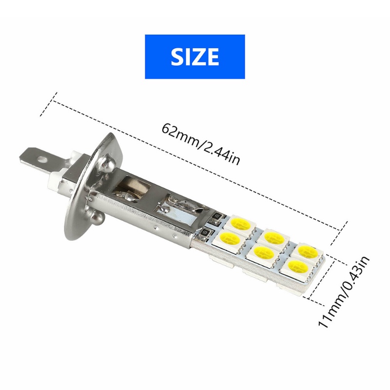 Đèn LED Tín Hiệu Sương Mù Ánh Sáng Trắng 12A H1-12SMD-5050 Cho Xe Hơi