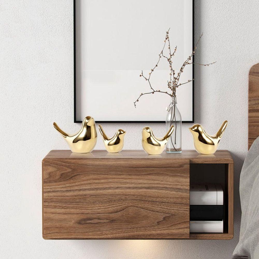 Đồ trang trí Chú Chim Bằng Gốm Mạ Điện 4 Kích Cỡ Sáng Tạo Vui Nhộn Để Bàn Trang Trí Phòng Khách