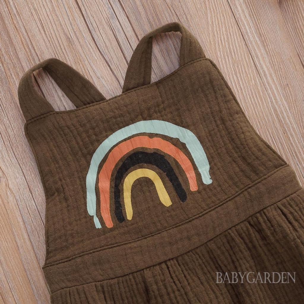 Áo Liền Quần Hai Dây Không Tay Màu Cầu Vồng Thời Trang Mùa Hè Cho Bé 0-24 Tháng Tuổi