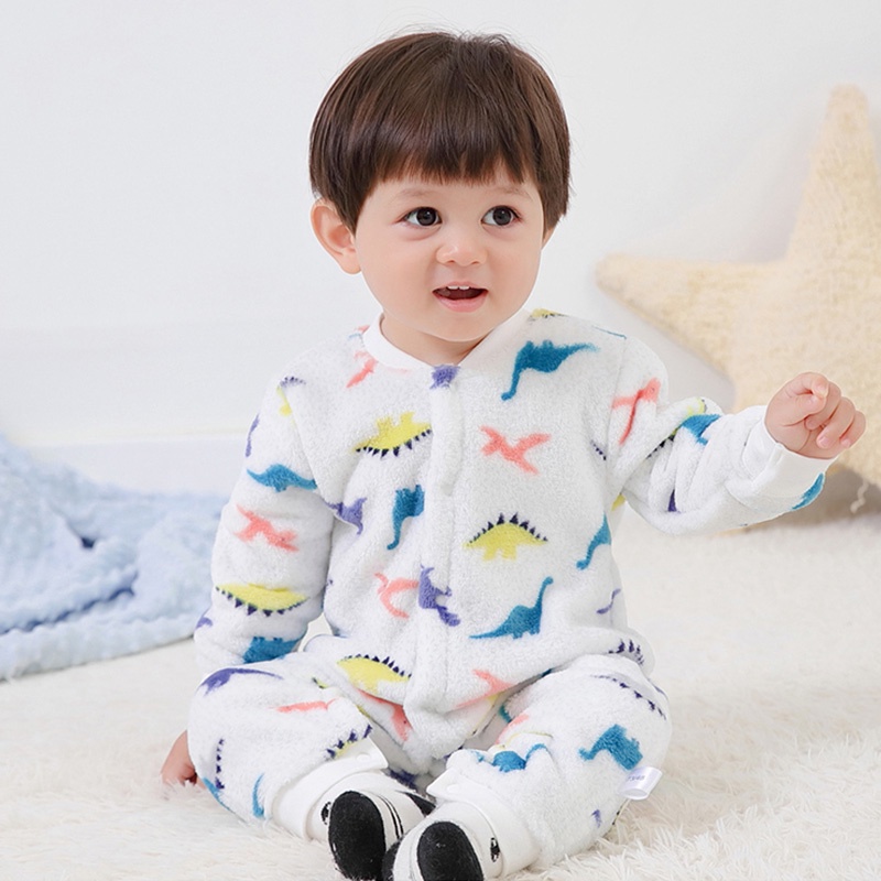 Áo liền quần LUCKYCANDY vải cotton tay dài phong cách mùa đông cho bé 0-18 tháng