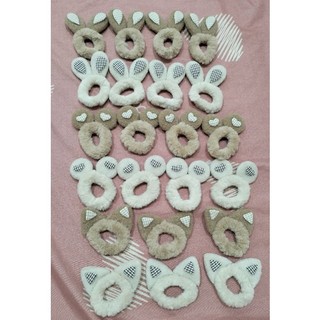 Dây cột tóc lông mềm tai thỏ, mèo, gấu dễ thương.