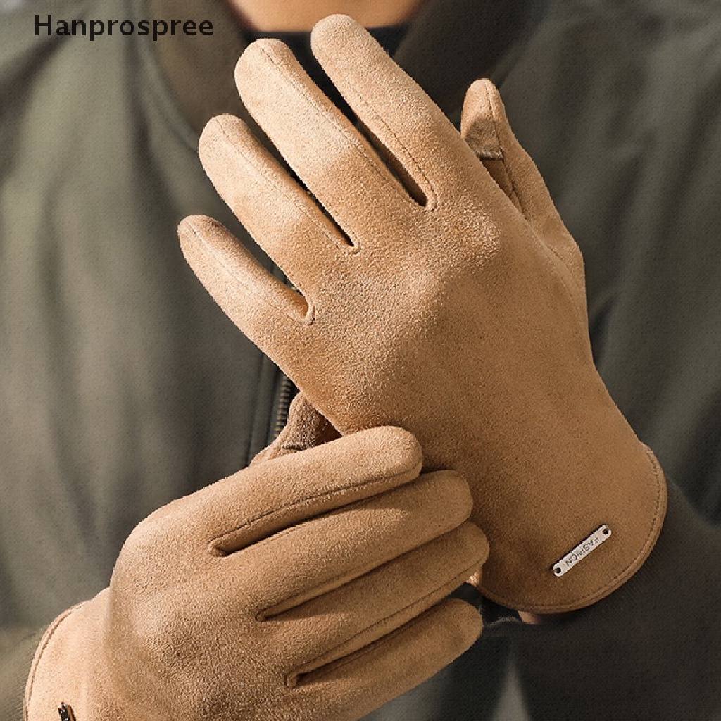 1 Đôi Găng Tay Da Lộn Giữ Ấm Chống Gió Chống Trượt Có Thể Chạm Màn Hình Cảm Ứng