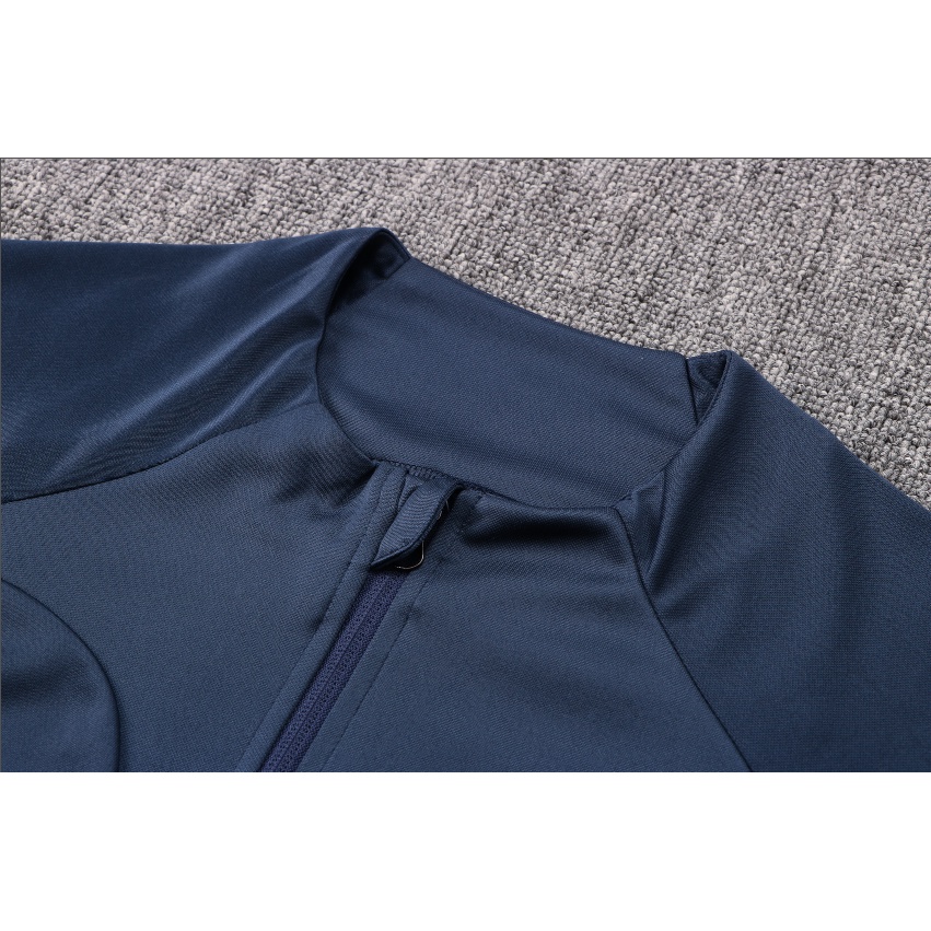 Set Đồ Thể Thao Chạy Bộ Phối Áo Khoác Màu Xanh Dương Đậm Kiểu Pháp 2022-23 Có Khóa Kéo Thời Trang Cho Nam