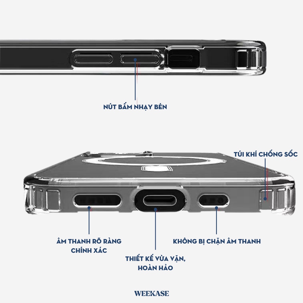 Ốp Lưng Iphone Trong Suốt Từ Tính Hỗ Trợ Sạc Không Dây Cao Cấp Đóng Hộp Đẹp x/xs/11/12/13/14/pro/max/plus