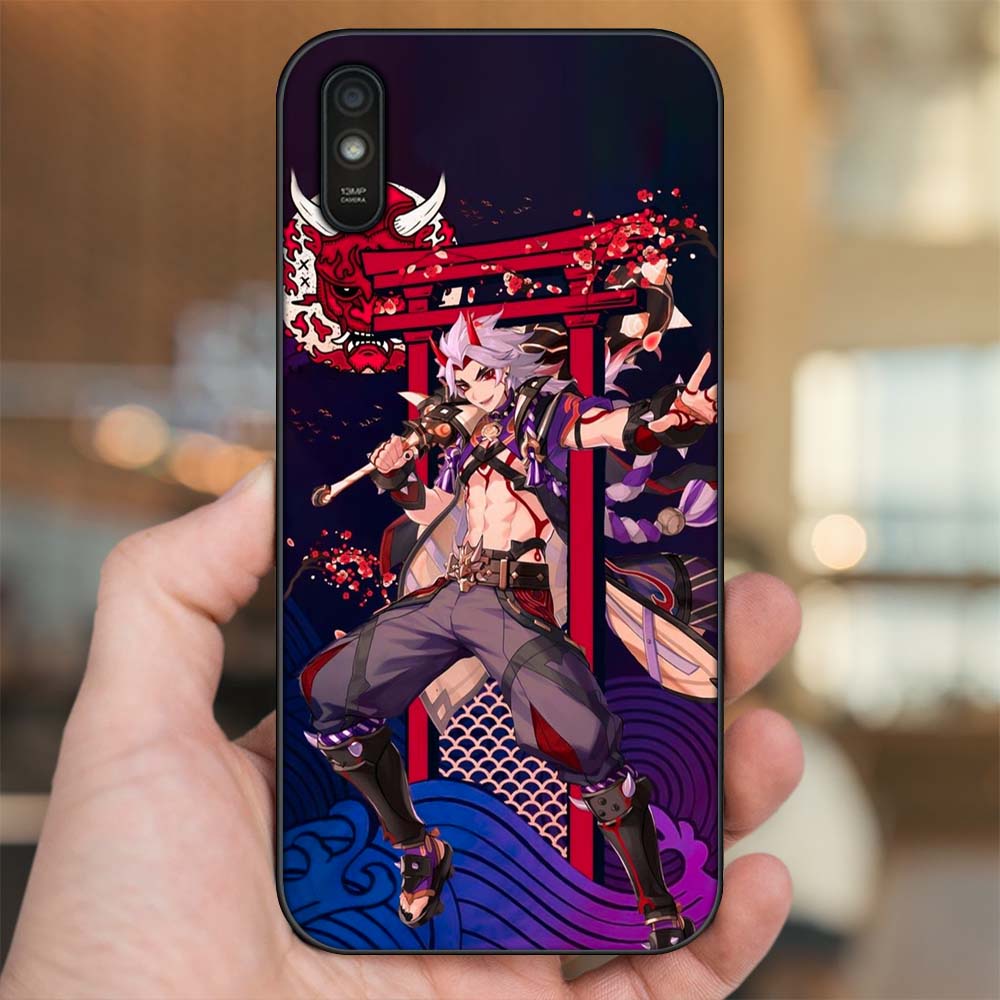 Ốp lưng Xiaomi Redmi 9A viền đen in hình Arataki Itto Genshin Impact