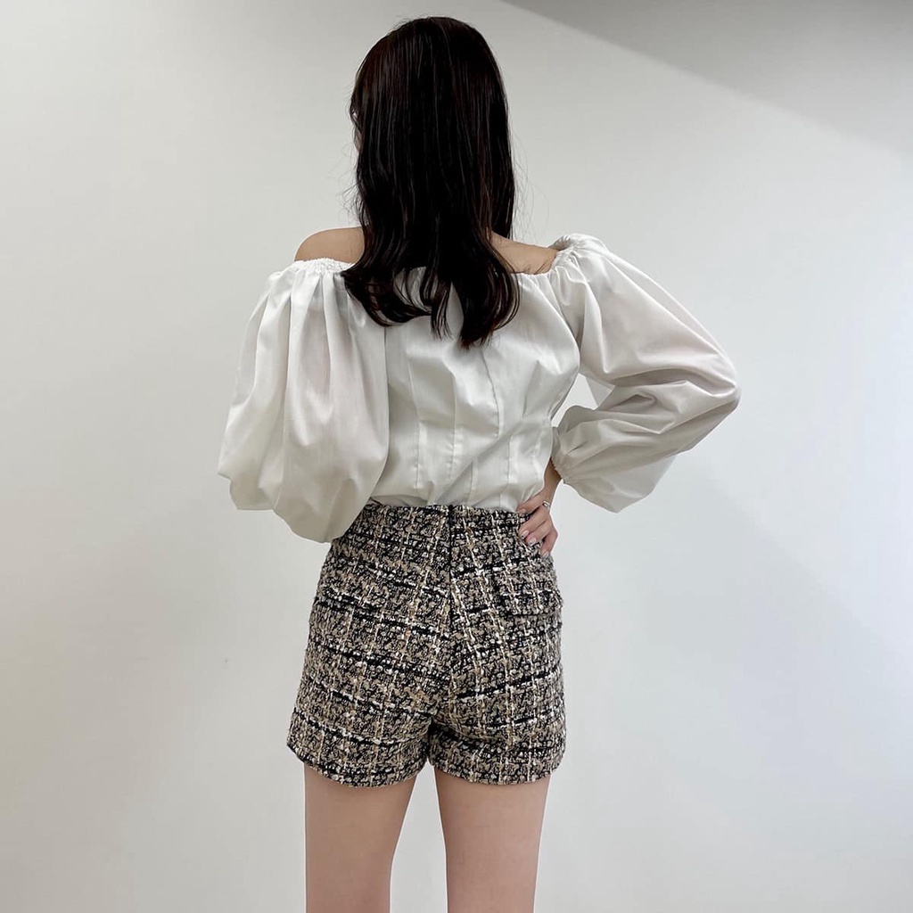 Quần dạ tweed vàng