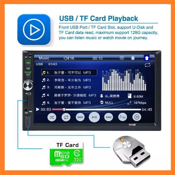 Màn hình ô tô giá rẻ chuẩn HD 1080, DVD xe hơi, Màn cảm ứng 7 Inc - 7010B