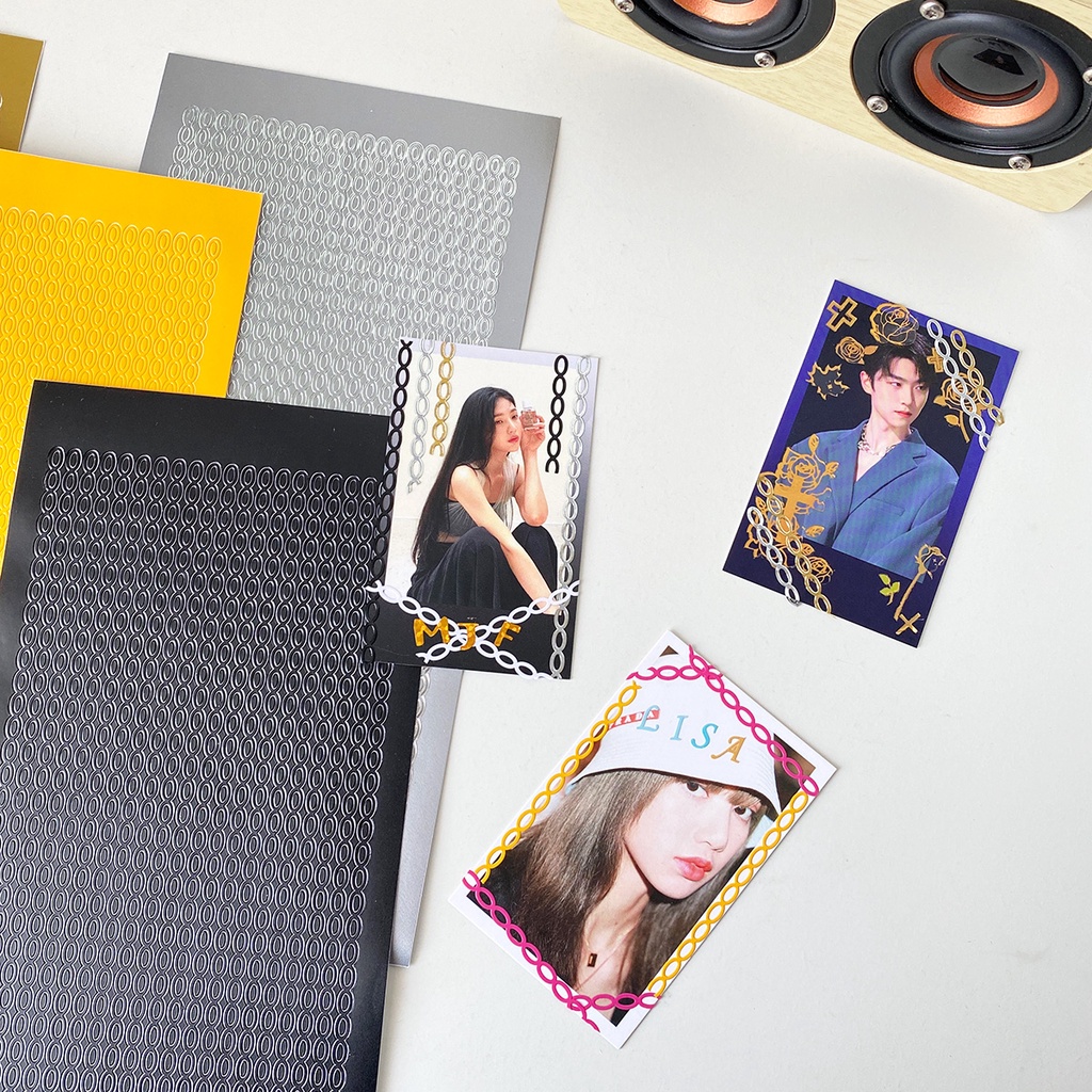 Zanmo tờ nhãn dán sticker dây xích các màu trang trí decor toploader