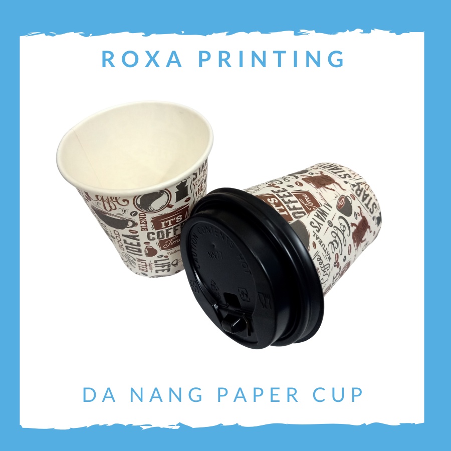 Set 50 Ly giấy cà phê in hình có nắp nhiều size