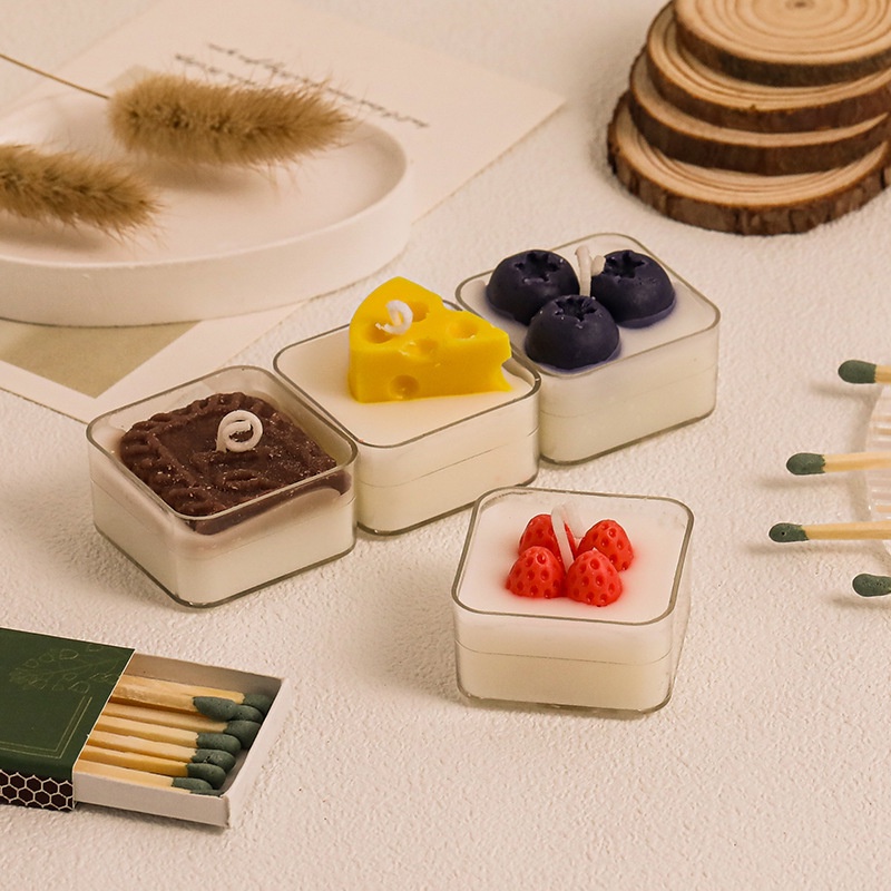 Nến Thơm Tealight Topping Hoa Quả Sen Đá Sáp Đậu Nành Không Khói - Trang Trí Decor Làm Quà Tặng