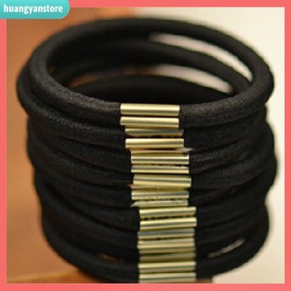HY/ Set 10 Dây Buộc Tóc Co Giãn Màu Đen Cho Nữ