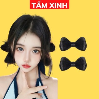 Tóc giả kẹp nơ nữ đẹp thời trang xinh xắn - kẹp nơ tóc giả