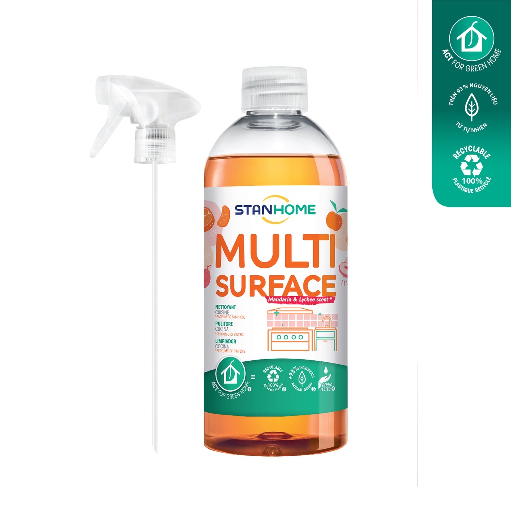 Nước Lau Bếp Đa Năng STANHOME Multi Surface Loại Bỏ Dầu Mỡ An Toàn Dịu Nhẹ Cho Mọi Loại Da 500ML