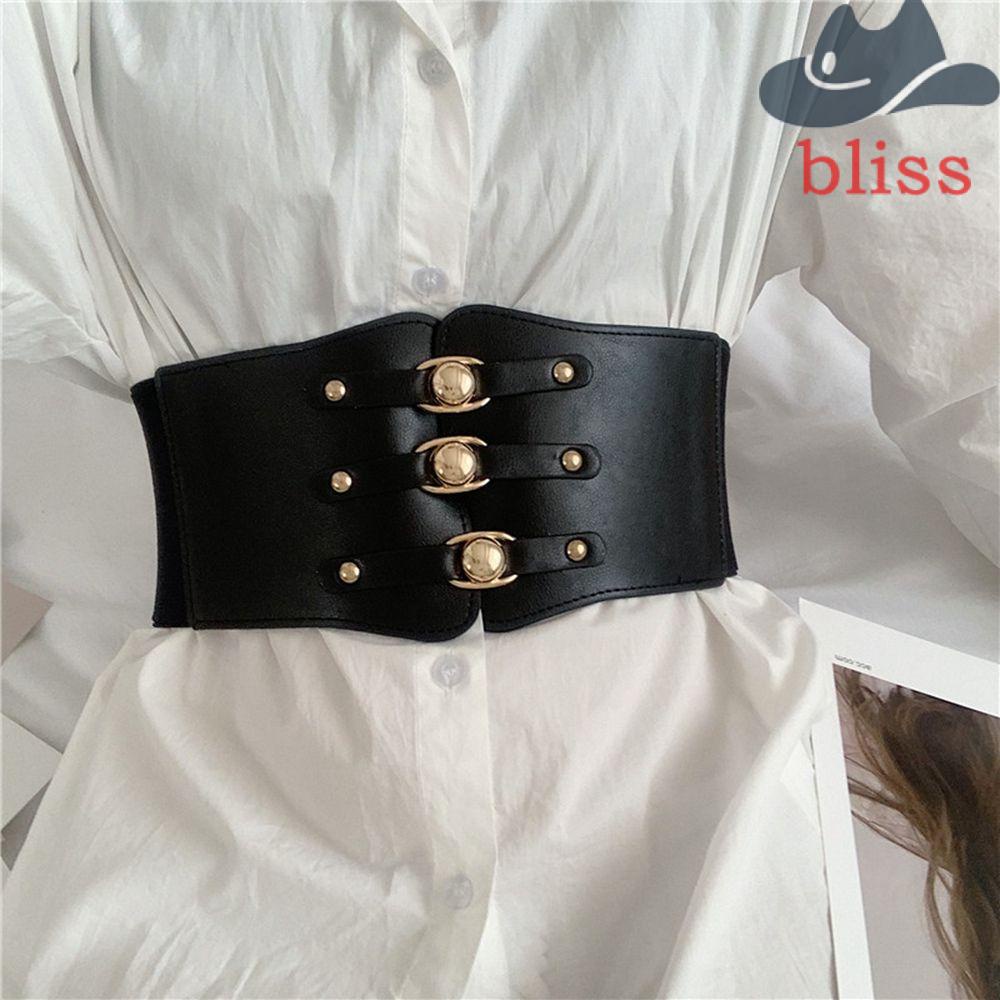 Thắt Lưng Bản Rộng Có Khóa Kim Loại Phong Cách Vintage Đơn Giản Cho Nữ