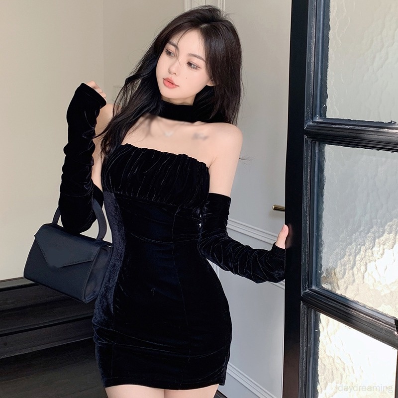 Đầm Ôm Màu Đỏ Trơn Thời Trang Giáng Sinh Gợi Cảm Cho Nữ