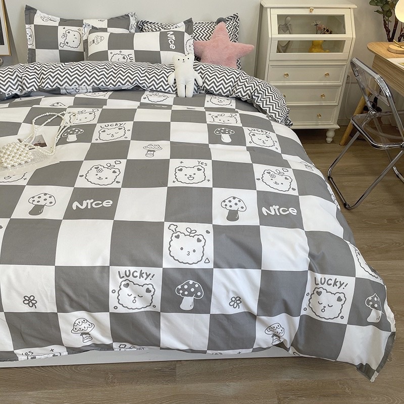 Set chăn ga 4 món cotton poly gấu trắng