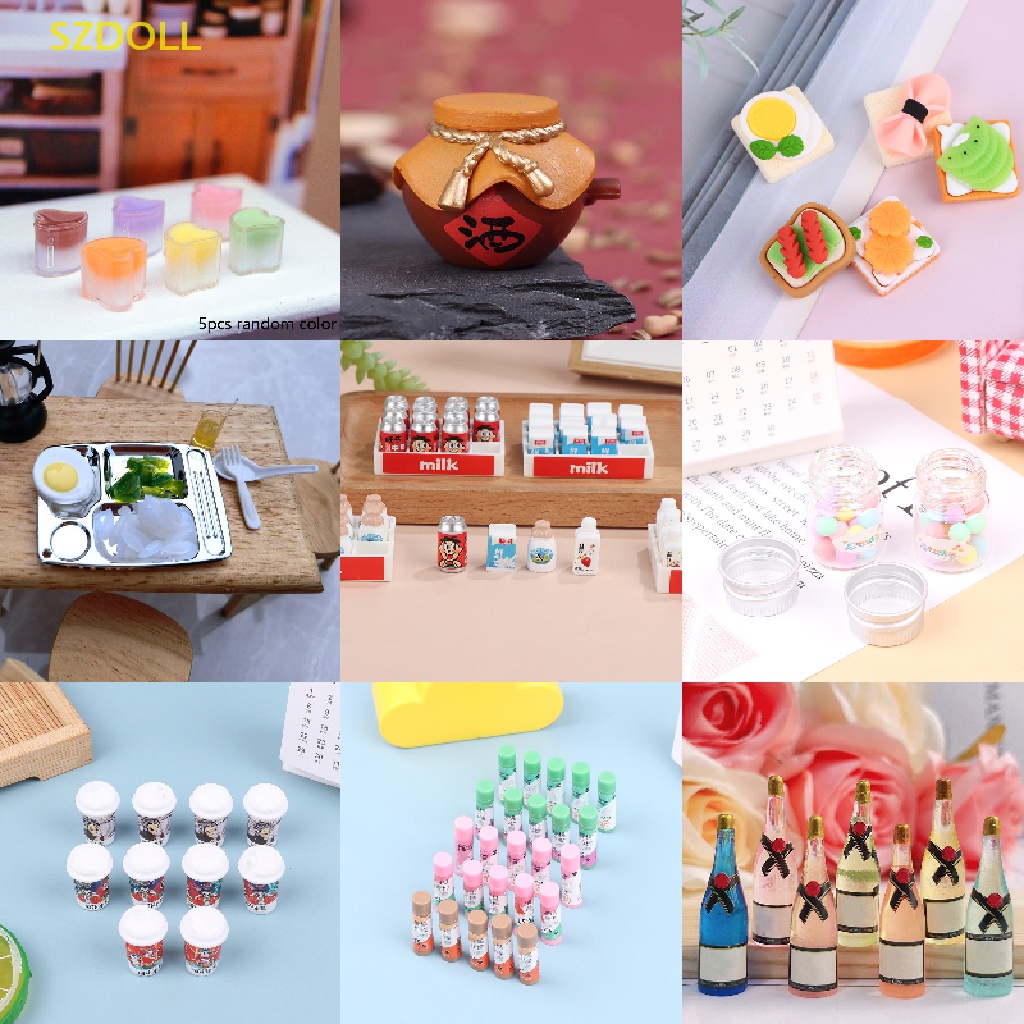 Set 1 / 5 / 10 Hũ Kẹo / Chai Rượu / Kem / Bánh Mì DIY Trang Trí Nhà Búp Bê