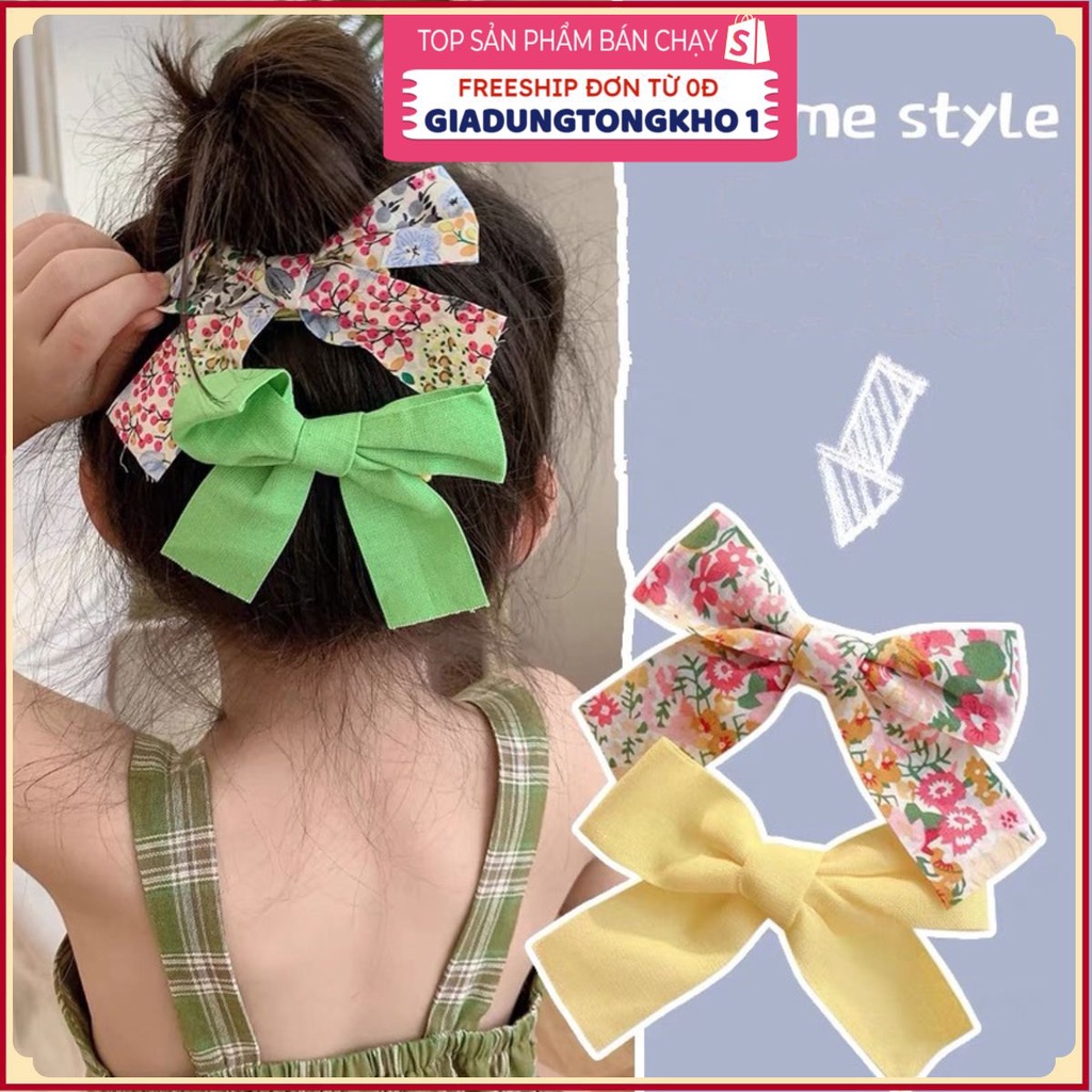 (Bán Buôn Sỉ) Set 2 Kẹp Tóc Nơ Chấm Bi Cho Bé Gái