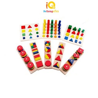 Bộ Giáo Cụ Montessori BeThongMinh Bằng Gỗ Cao Cấp - Đồ Chơi Giáo Dục Hình Khối Cho Bé