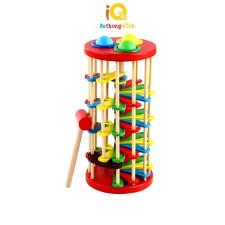 Đồ Chơi Gỗ Đập Bóng Bậc Thang ZicZac Lốc Xoáy Cho Bé Phát Triển BeThongMinh