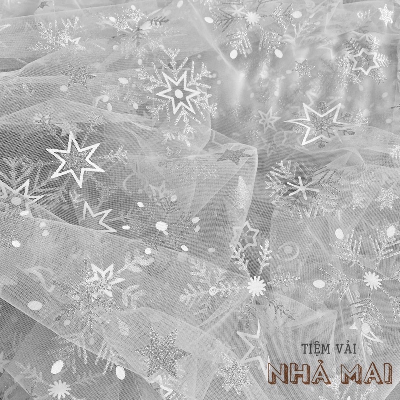 1M Voan Lưới Tutu Mềm Hình Bông Tuyết May Váy Công Chúa Elsa