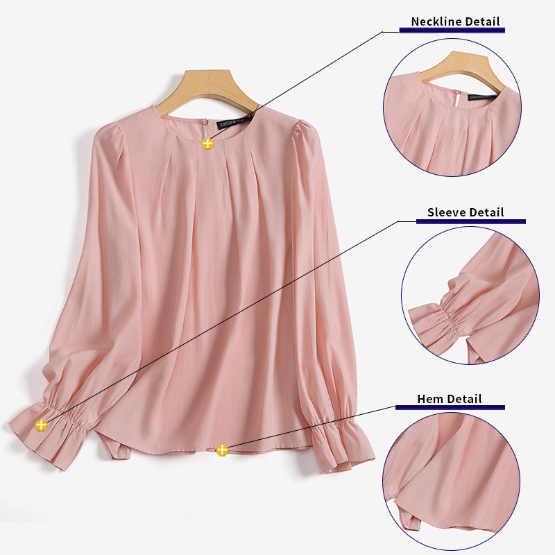 Áo kiểu ZANZEA tay phồng dài thời trang dành cho nữ