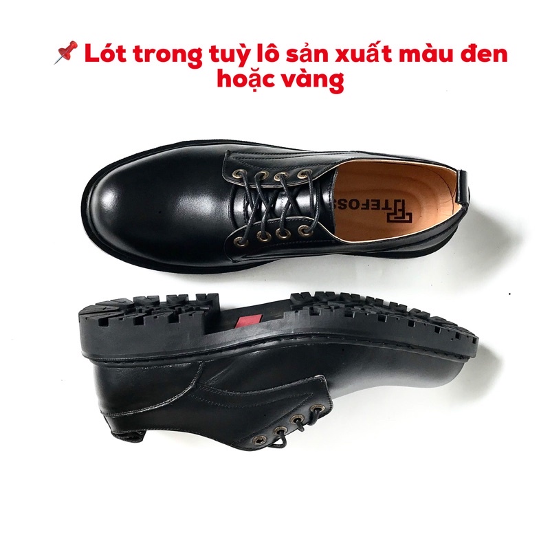 Giày da nam tăng chiều cao Tefoss HN822 đen mạnh mẽ và cá tính đế cao size 38-43