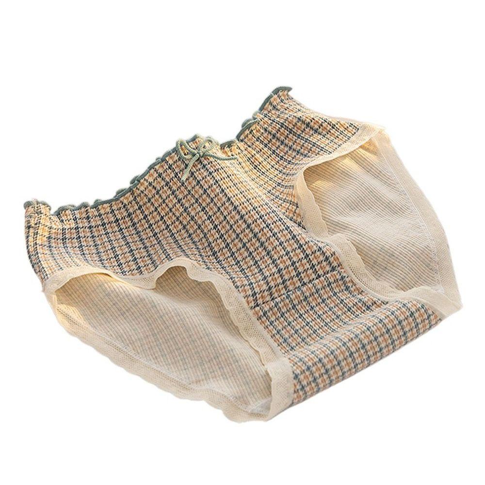 SOMEDAYZL Quần Lót Cotton Không Đường May Phối Bèo Họa Tiết Dâu Tây Dễ Thương Thoáng Khí Cho Nữ