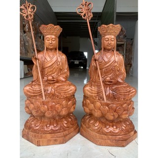 Tượng phật Địa Tạng Vương Bồ Tát bằng gỗ hương cao 40 cm