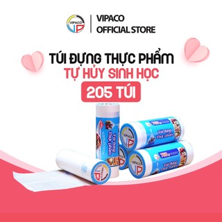 túi đựng thực phẩm tự phân hủy sinh học cuộn 205 túi Vipaco an toàn, thân thiện môi trường