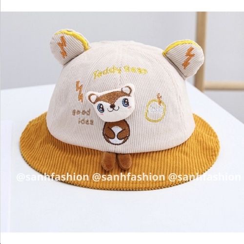 [Bé 6tháng-4tuổi] MŨ VÀNH TEDDYBEAR VÁ 2 MÀU CHO BÉ TRAI,GÁI_sanhfashion