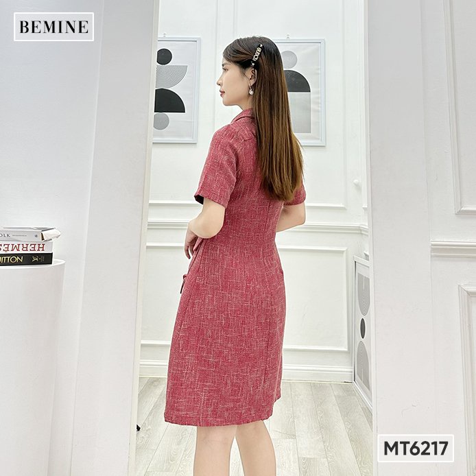 Đầm cổ sen tùng túi hộp BEMINE MT6217