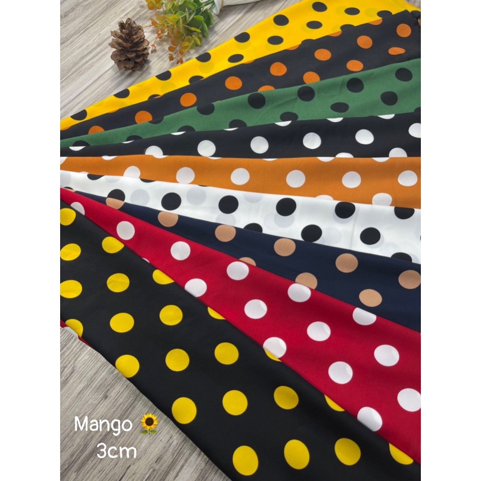 (2m x 1.5m) Vải Lụa Mango Họa Tiết Chấm Bi 3cm Nhiều Màu
