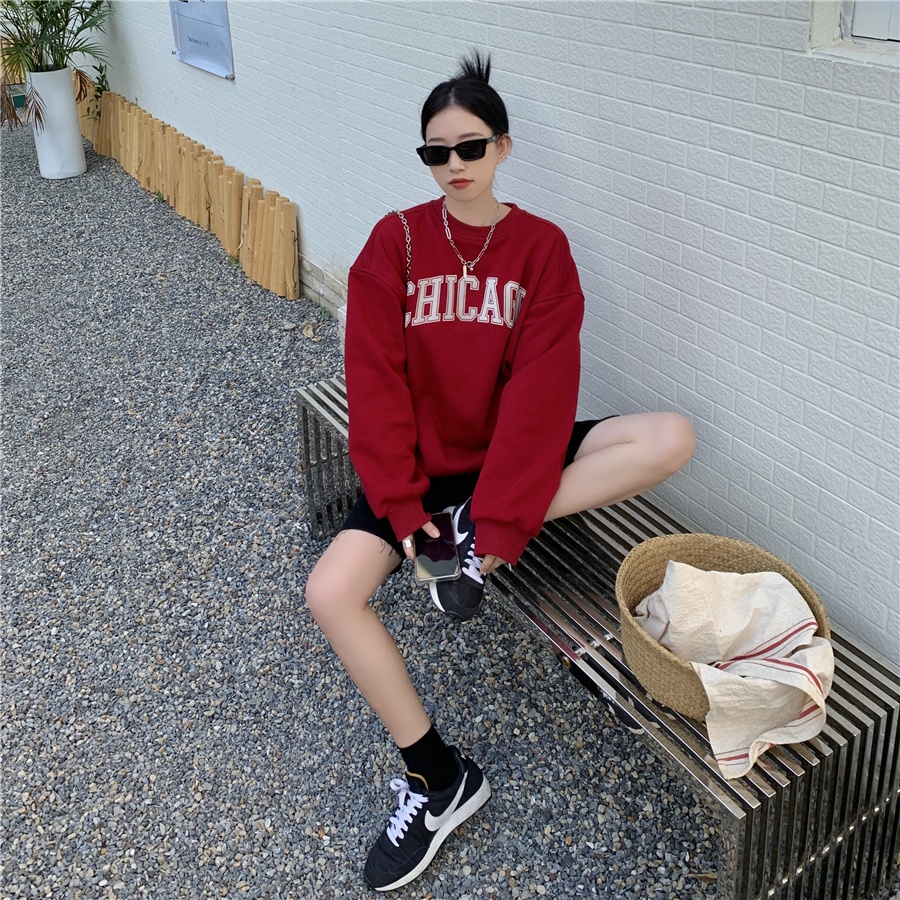 Áo Nỉ Tay Dài In Chữ Thời Trang Dành Cho Nữ