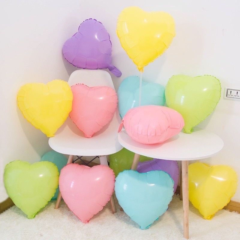 Bóng tim/ sao tone màu pastel size 18inch trang trí